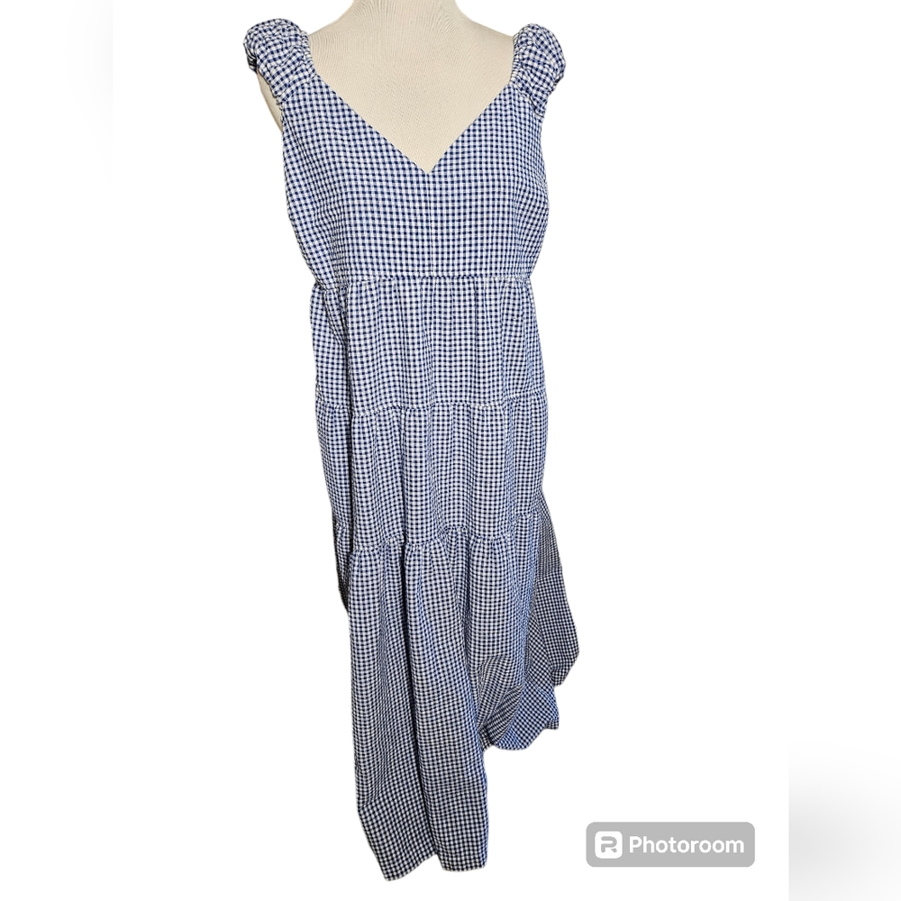 Old Navy Blue and White Gingham Maxi Dress
